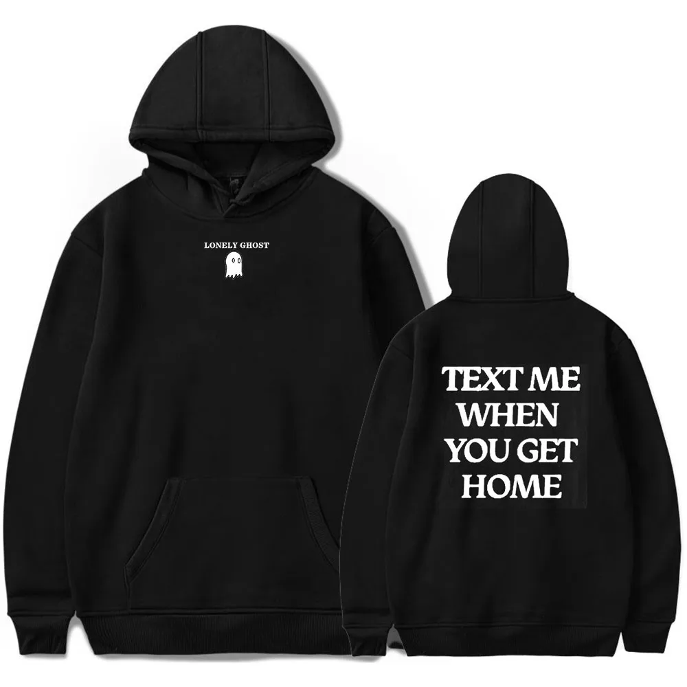 

Lonely Ghost Text Me When You Get Home Hoodies Women/Men Long Sleeve Sweatshirt Youth Y2k Hip Hop Letter Print Hooded Sudaderas