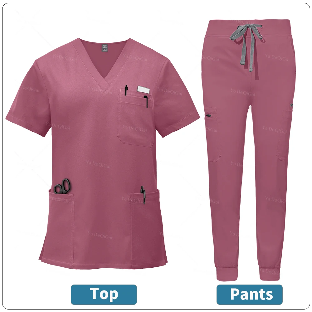 Set scrub in tessuto alto Uniformi infermieristiche per donna Uomo Set anestesista Top Pantaloni da jogging Uniformi mediche chirurgiche Abbigliamento da lavoro medico