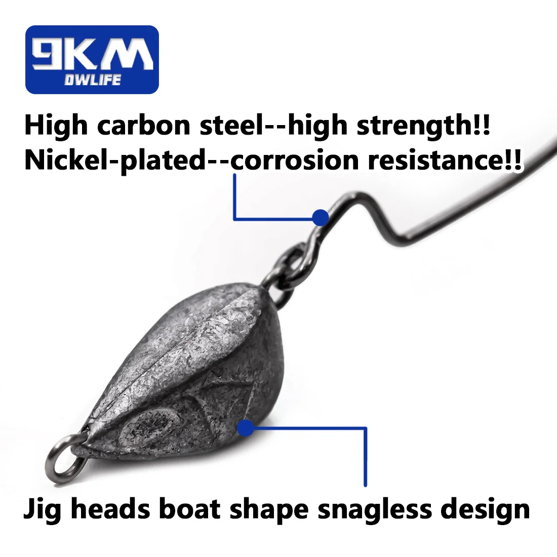 9KM 10~30Pcs Jig Head Hooks, Fishing Ewg Hooks Texas Rig Hook Wide Gap Offset Worm Hooks Bass Fishing Soft Lure Hook