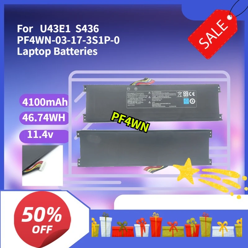 

High-Quality 4100mAh 46.74WH Compatible Battery for JingDun U43E1 MaiBenBen XiaoMai S436 PF4WN-03-17-3S1P-0 Laptop Batteries