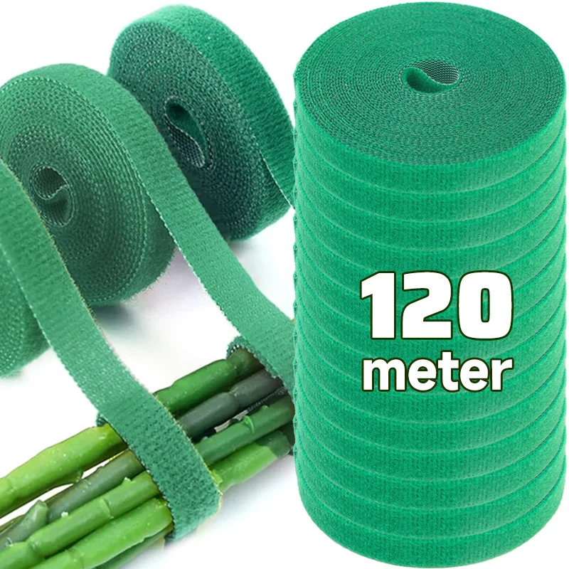 Self Adhesive Plant Tie Adjustable Nylon Plants Cable Hook Loop Support Garden Twine Bandage Reusable Fastener Green Tape Strips