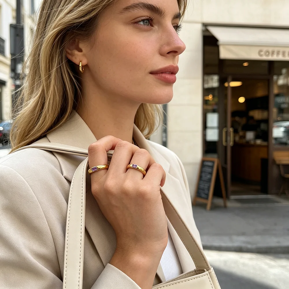 E.B.belle-Bague plaquée or 18  - Birthstone Ring Set avis et prix