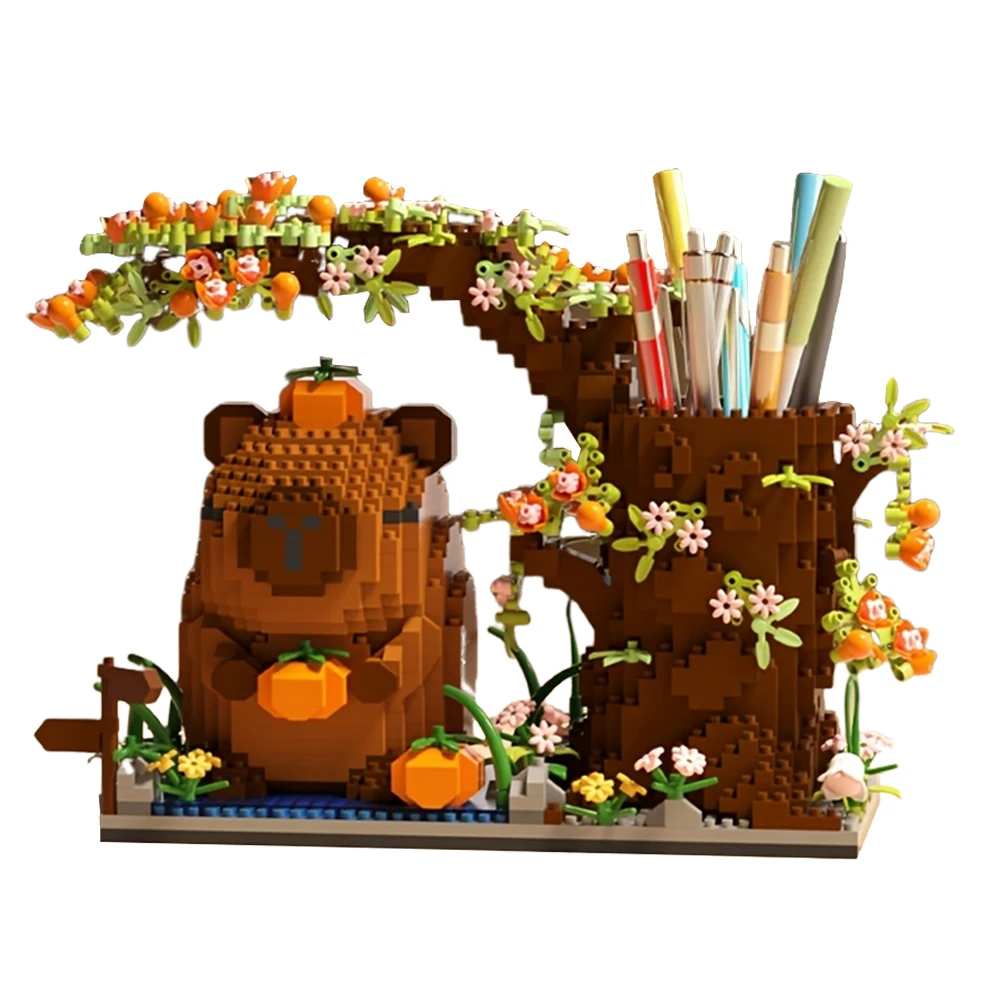 1880 pezzi capibara building block portapenne micro building block building block giocattolo multifunzione organizzatore da scrivania regalo di compleanno