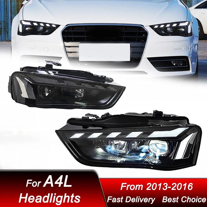 

Поп-автомобильные фары для Audi A4 A4L 2013-2016, новые полностью светодиодные фары в сборе, обновление, линзы проектора с высокой настройкой, аксессуары Ki