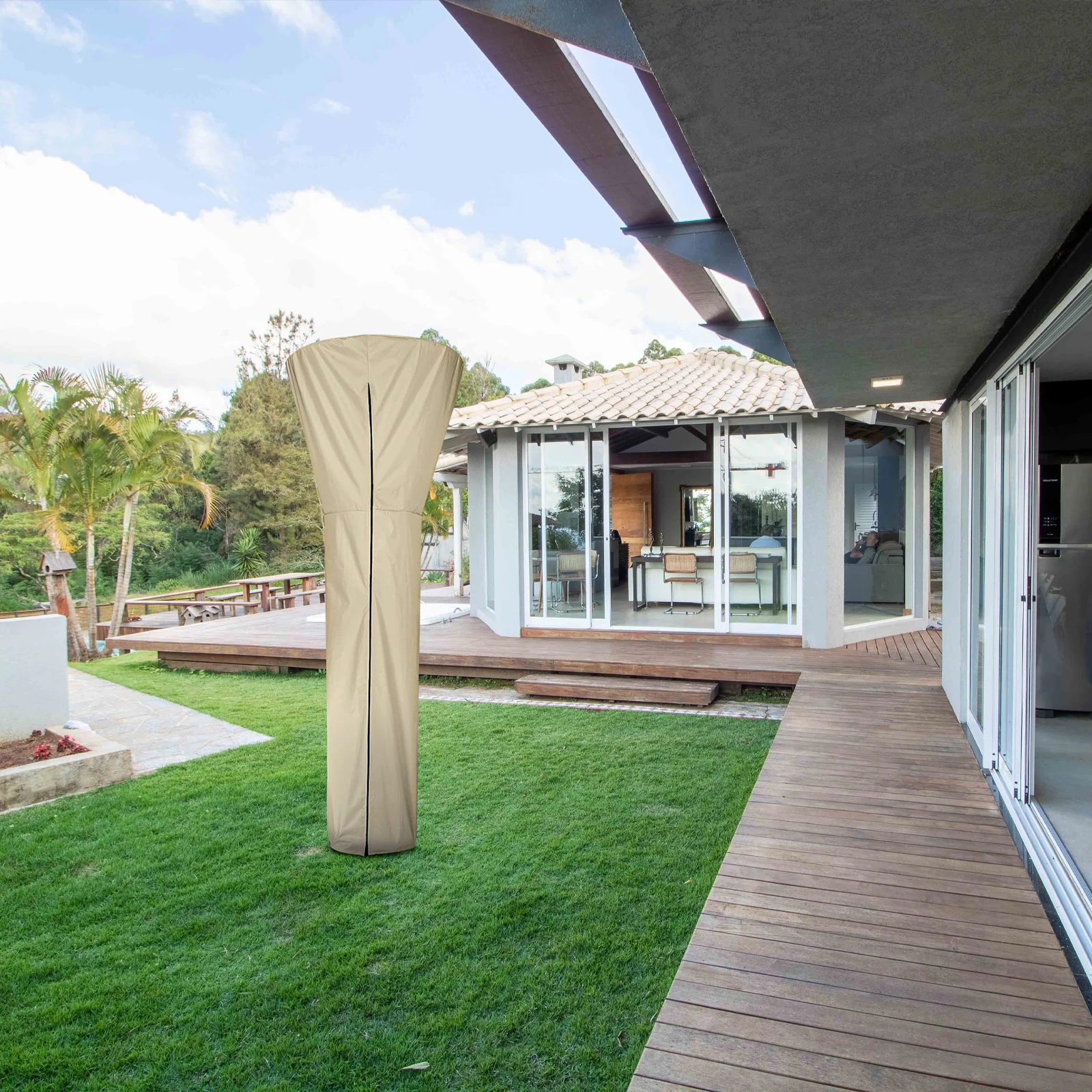 

Waterproof Heater Cover For Patio Garden Outdoor Foldable Lightweight Protector Cover Durable Simple Coverings Beige Suitable