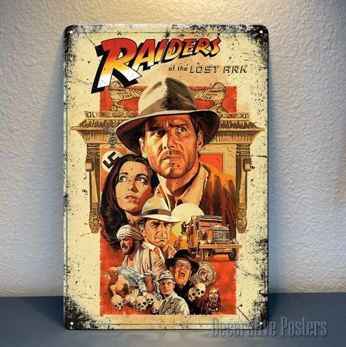Póster metálico de la película Indiana Jones Raiders Of The Lost Ark - Tamaño: 20x30cm