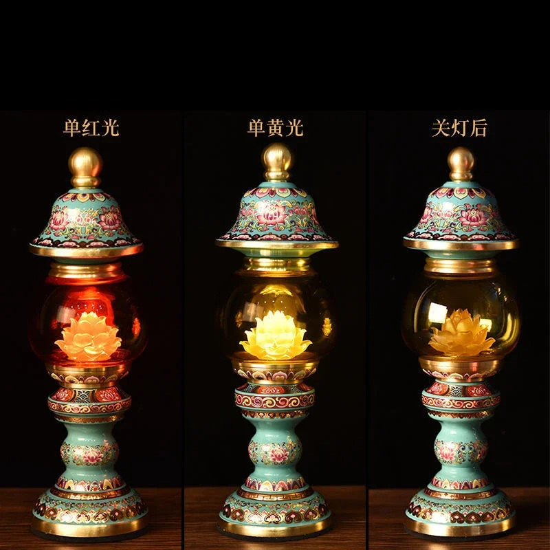 Modern Rural  Enamel ColoredSimulated candlestick Household Permanent Buddha Front candle Decoration Buddhism home accessories