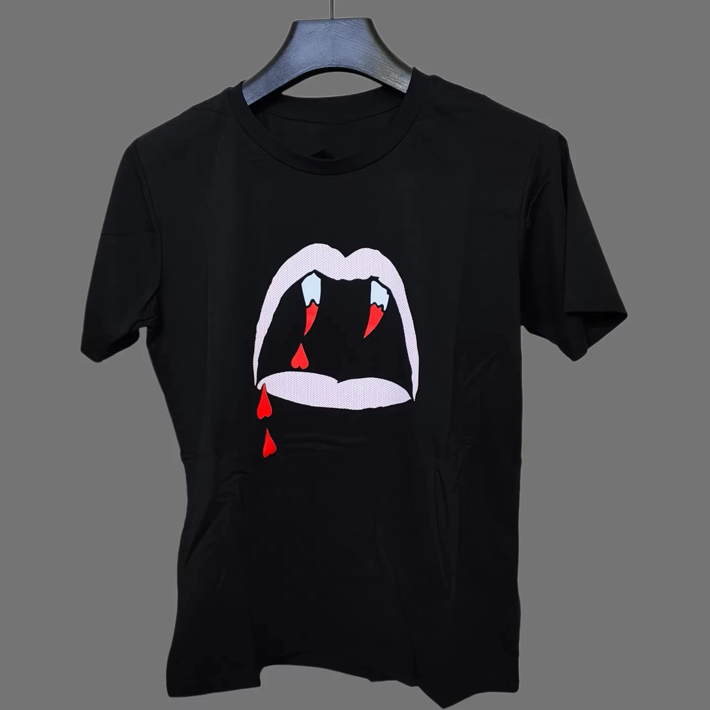 Aesthetic Vampire Lips Gothic Harajuku Graphic Tee Cotton Mens Womens T-Shirt Summer Streetwear
