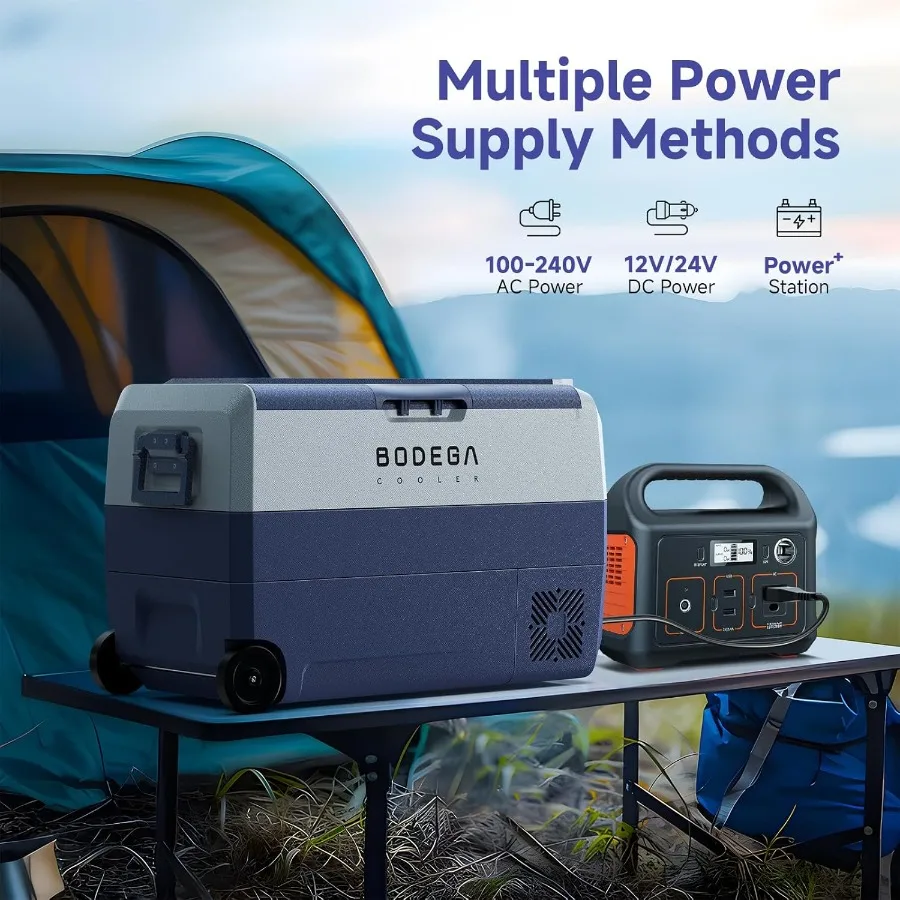 12 Volt Portable Car Refrigerator with APP Control for Outdoor Camping and Road Trip 53 Quart RV Fridge with Electric Compresso