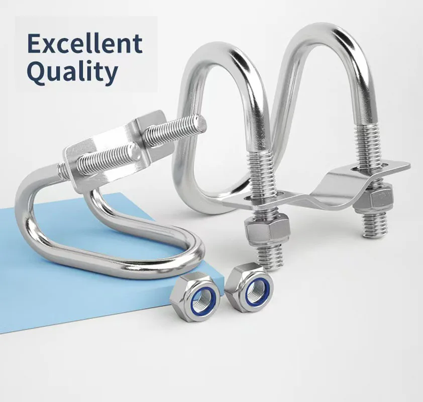 1pcs M6M8 304&Galvanized Cross Pipe Clamp U-shaped Cross tube Clamp Bolt Steel Connector Scaffolding Fixing Clamp