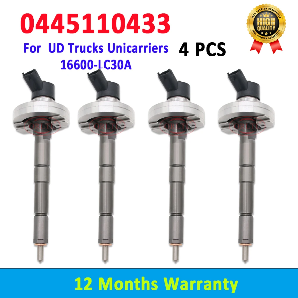 ORLTL 0445110433 Auto Fuel Diesel Injector 0 445 110 433 Common Rail Injector 0445 110 433 16600-LC30A for UD Trucks Unicarriers