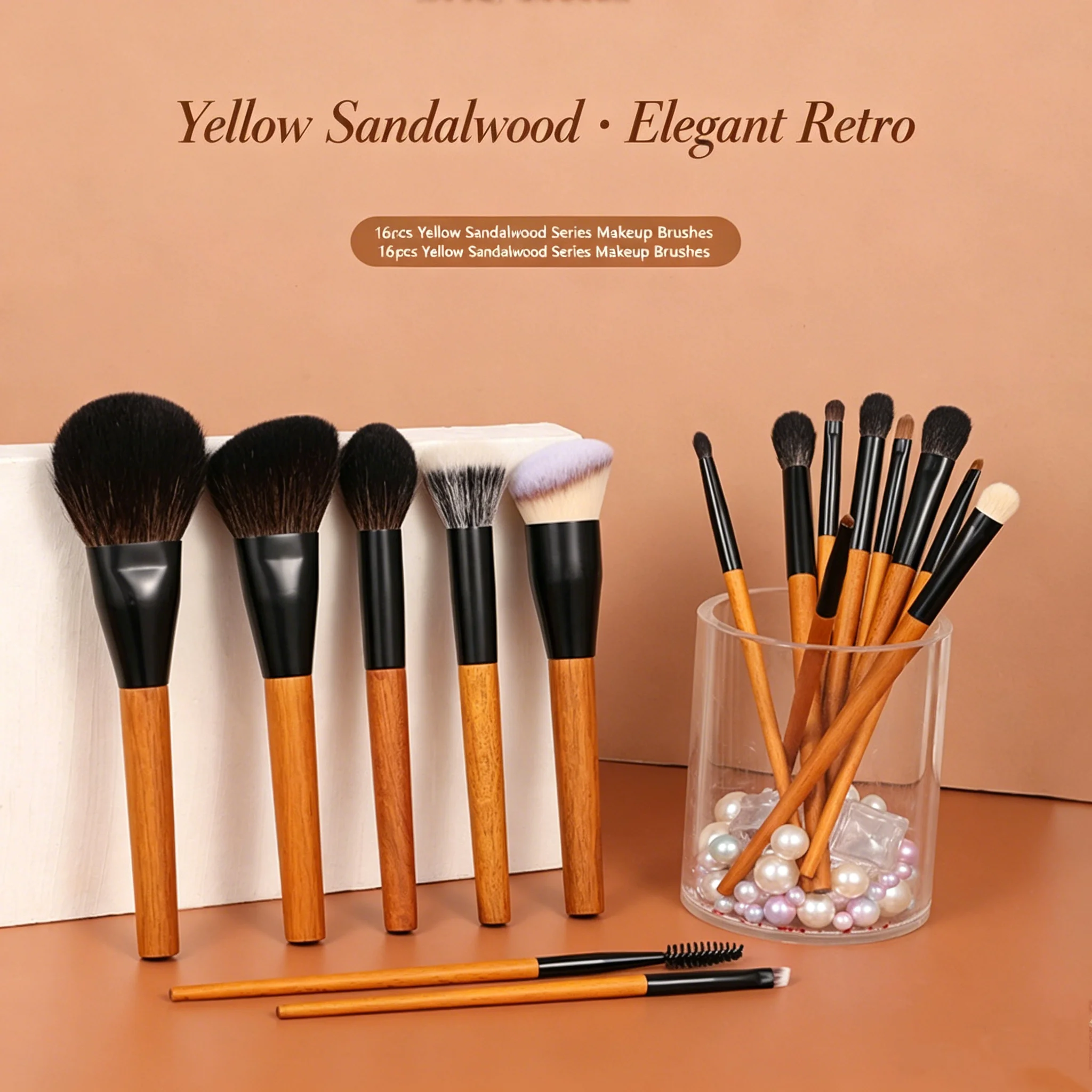 16pcs / 10pcs Goat Hair Makeup Brushes Set: Eyeshadow Blending Brush, Foundation Powder Blush Brush, Cosmetic Makeup Tools