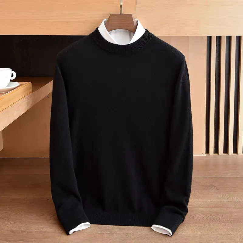 

Осенне-зимний мужской круглый вязаный свитер Ne Thermal Busin, повседневный роскошный базовый слой, удобный длинный дышащий све