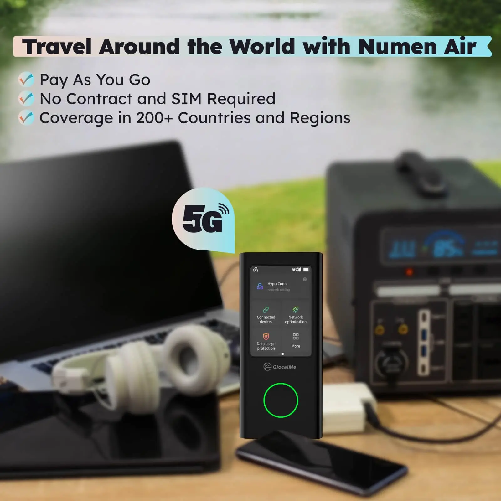 Imagem -06 - Glocalme Numen Air 5g Hotspot Móvel Wifi Portátil para Viagens Tecnologia Cloudsim sem Roaming Permite Mais de 140 Países