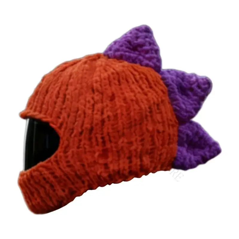 R7UF Unique Dinosaurs Themed Cycling Helmet Protector Washable Acrylic Knit Cover Acrylic Texture for Adults and Children