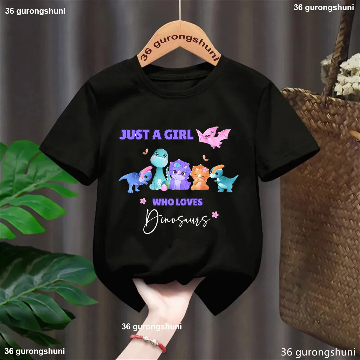 Dino T-Rex Toddler Kids Clothes Just A Girl Who Loves Dinosaur Graphic Printed T Shirt Girls Harajuku Kawaii Children'S Clothing