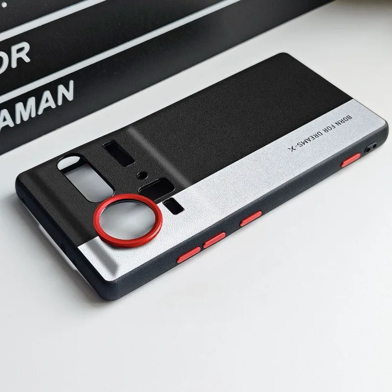 Etui na ZTE Nubia Z80 Z70 Z70S Ultra, luksusowe, dwukolorowe, przyjemne w dotyku skórzane etui PU, odporne na wstrząsy, metalowe przyciski, funda. — zdjęcie produktu 3
