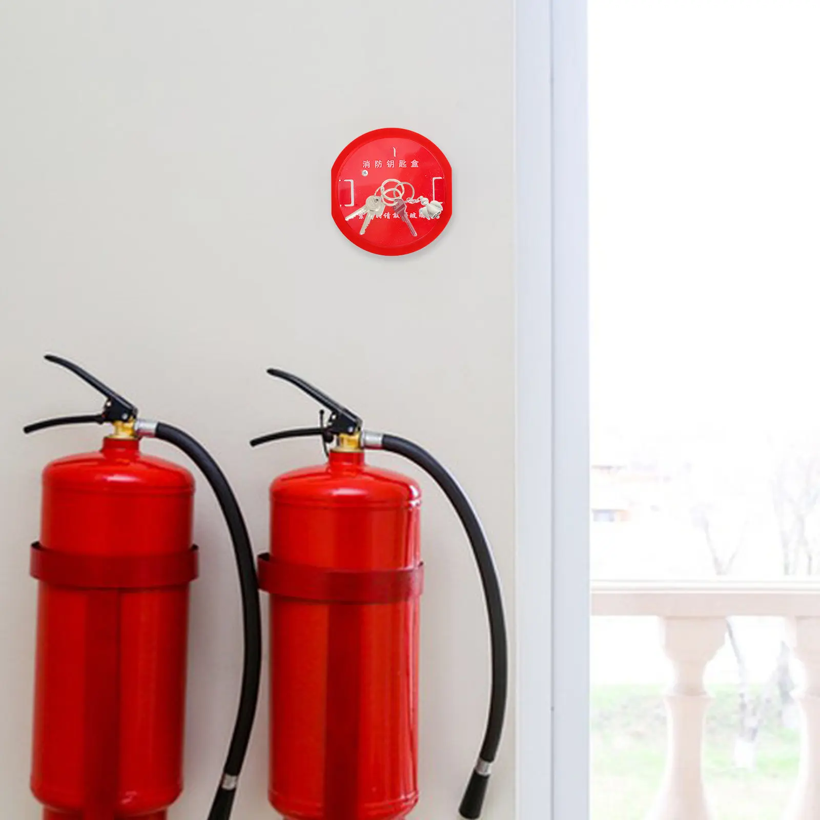 1Set Wall-Mounted Emergency Key Holder Box Fire Safety Lock Box Key Case with Glass Window Alarm for Business