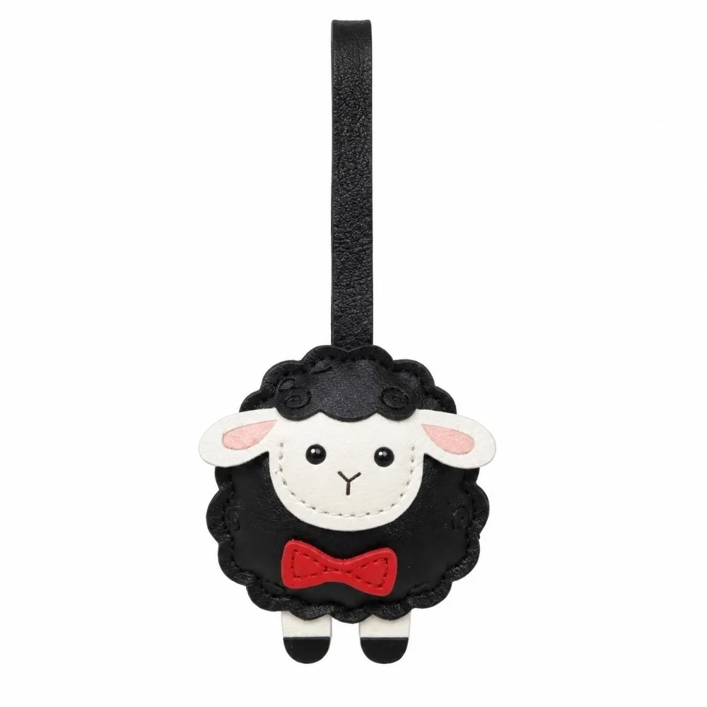 Cute PU Leather Sheep Keychain Lightweight Round Heart Lamb Keyring Multi-Color Soft Bag Charm Girlfriend