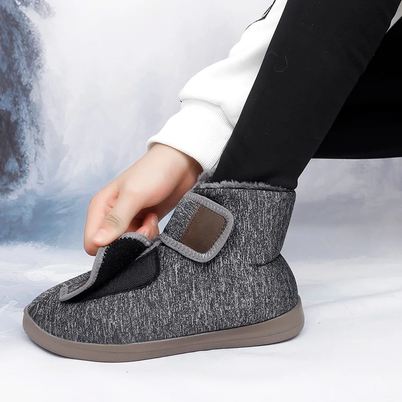 Winter Men Women Ankle Snow Boots Plush Warm Cotton Shoes Hallux Valgus Diabetic Shoes Snowboots Unisex Size 34-46