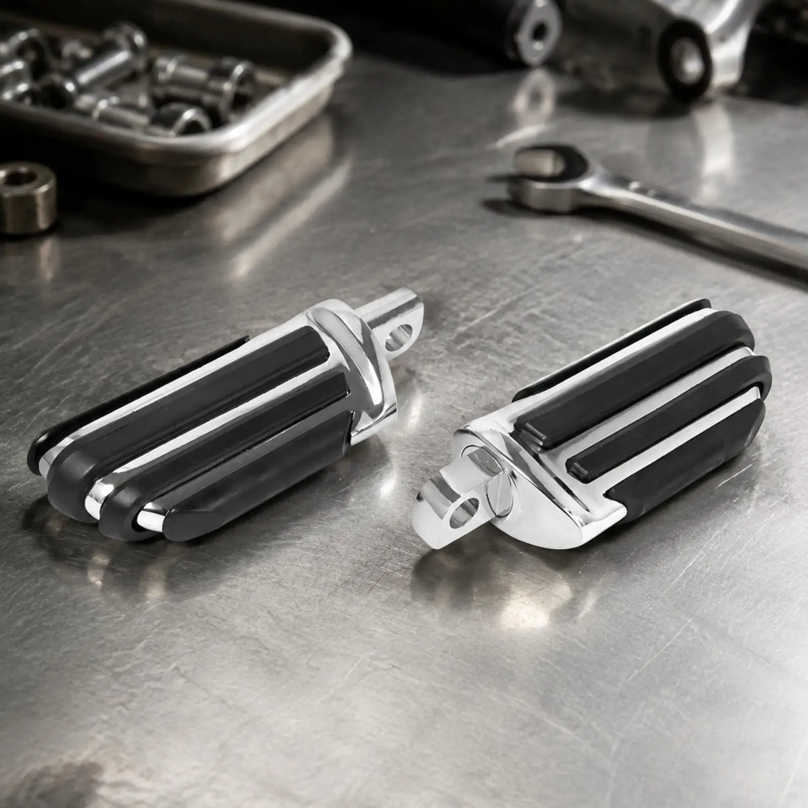 Universal Motorcycle Footrest Pedal Aluminum Alloy Folding Front Foot Pegs with Traction Ribs for Dirt Bike
