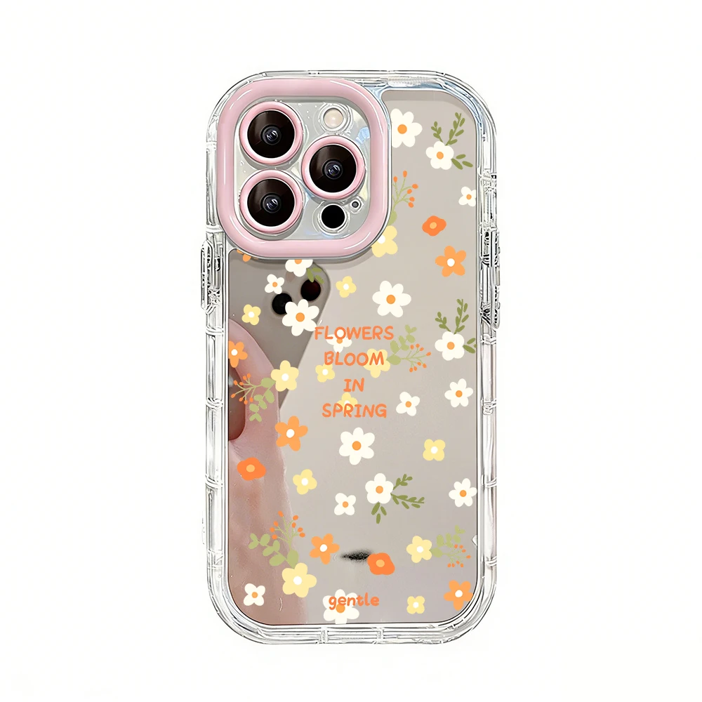 Niedliche Wildblumen- und Unkraut-Motiv Air Cushion Spiegel Handyhülle für iPhone 17 15 14 16 Pro Max 13 12 11 Pro XR XS 7 8 Plus 17Air Girl Cover – Detail 23