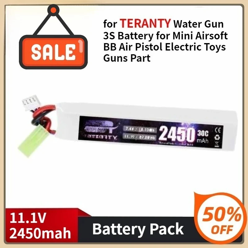 Lipo Battery for TERANTY Water Gun 3S Battery for Mini Airsoft BB Air Pistol Electric Toys Guns Part 11.1V 2450mAh Battery
