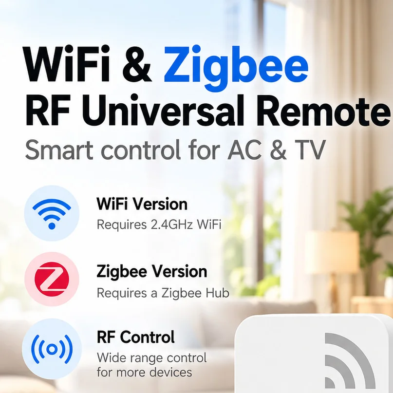 Tuya Smart WiFi RF Universal Remote Control, 310-580MHz Clone Remote, Smart Life App, for TV, Air Conditioner