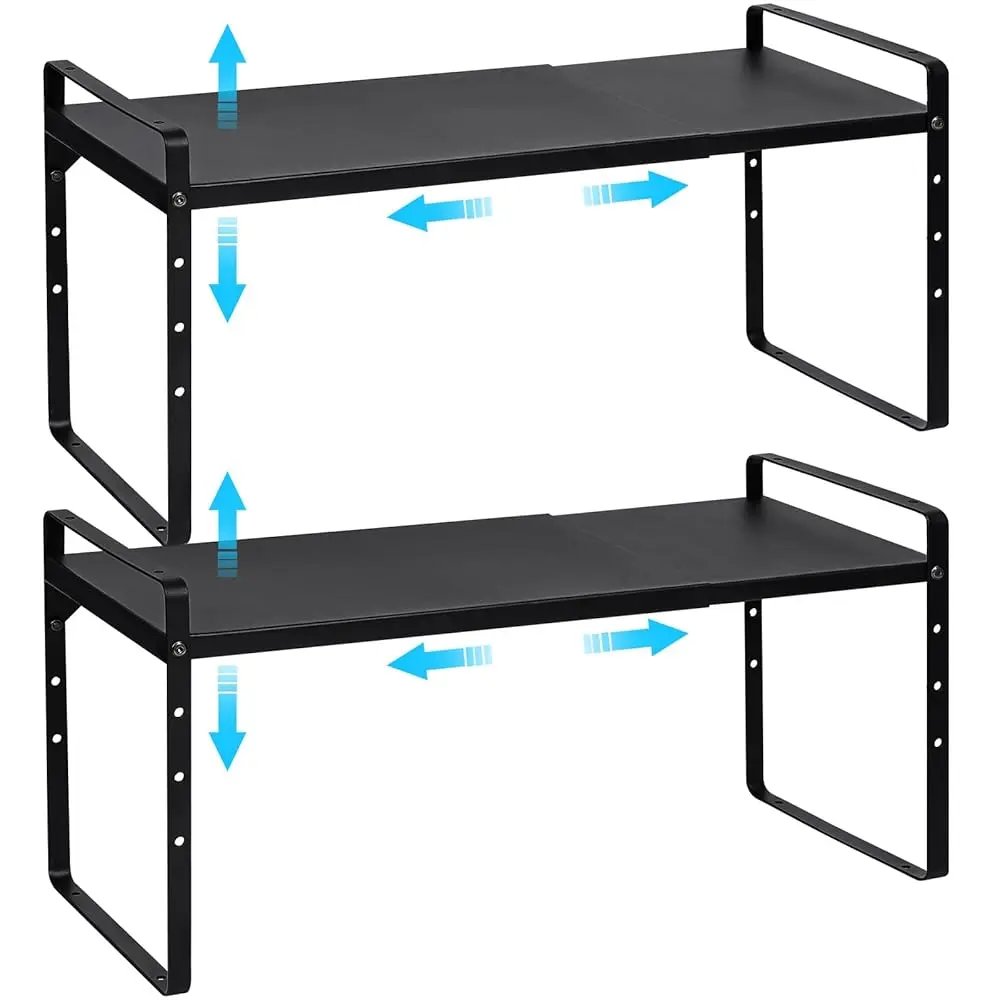 

15.5 To 25.5 H Expandable Kitchen Cabinet Organizer Shelf, 2 Pa 30 Lbs Heavy Duty Adjustable Kitchen Counter Storage Shelves