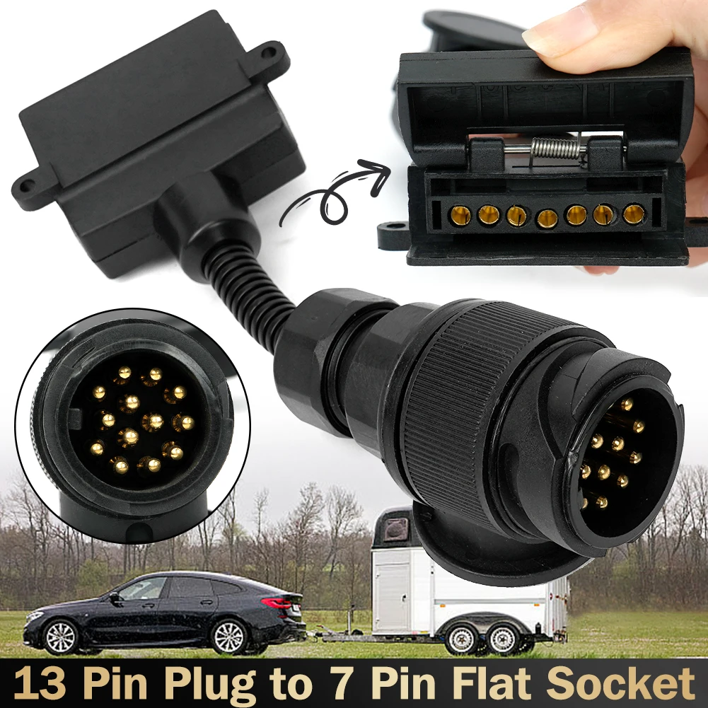 

Car Trailer Adaptor 13 Pin Plug to 7 Pin Flat Socket For Trailer Adaptor Caravan Wiring Connector Car Accessories