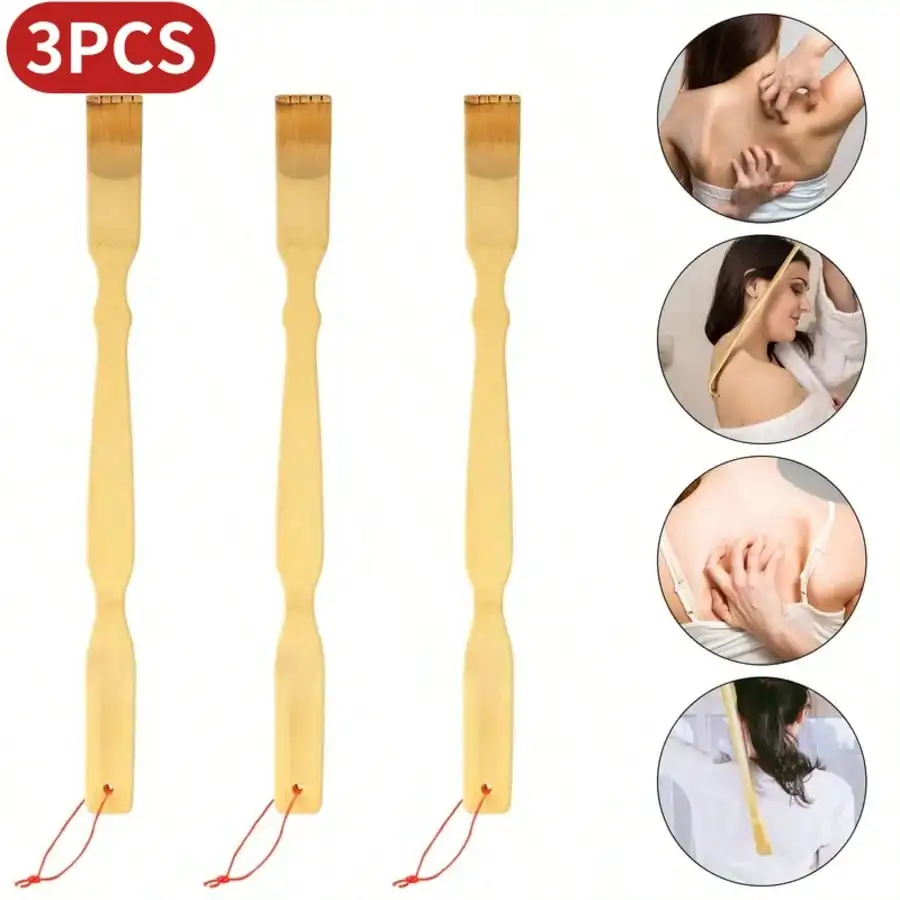 3-Pack Bamboo Back Scratcher | Extra Long Handle for Self Massage & Itch Relief, gift for the elderly