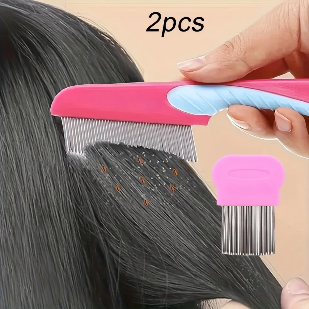 2-piece flea and lice comb set for hair and face, beauty comb with fine teeth to remove tiny bugs from your hair