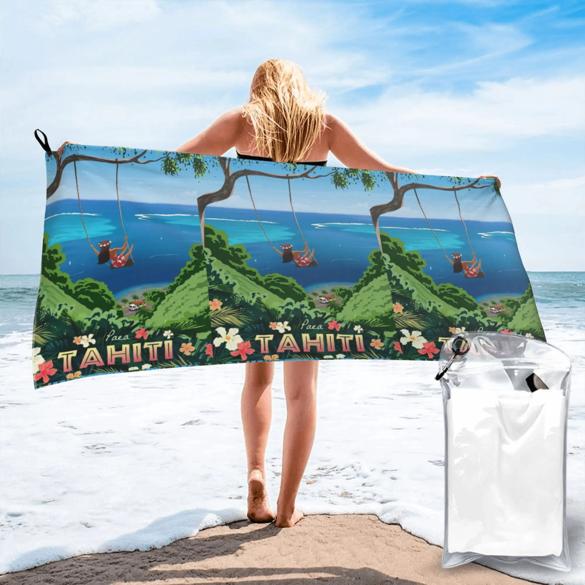 Hinano Tahiti Beach Towel Soft Microfiber Quick Dry Absorbent Quick Towels For Swimming
