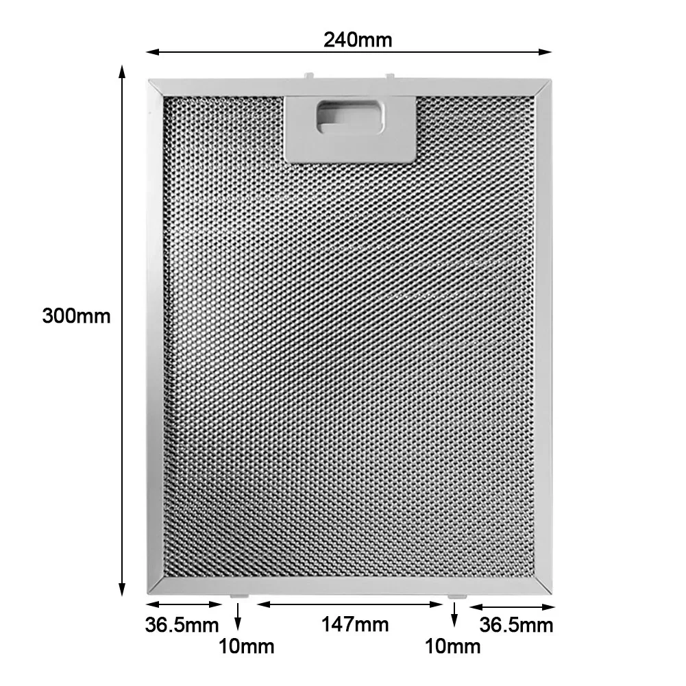 2PCS Aluminum Cooker Hood Filters Metal Mesh Extractor Vent Filter 300x240x9mm Silver Home Improvement Accessories
