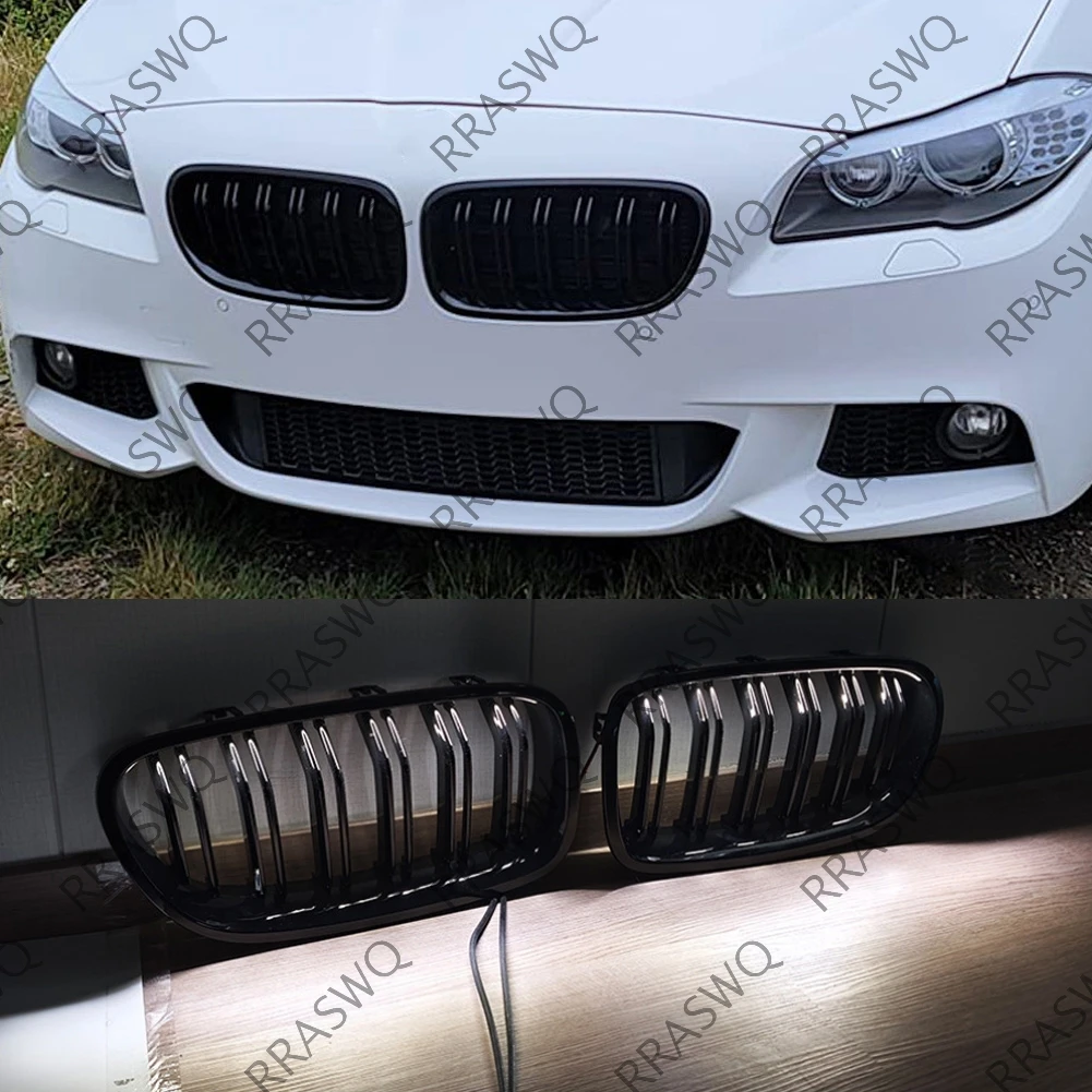LED-Renngrill für BMW 5er F10 F11 2011-2016 mit integriertem Licht, Doppellamellen-Nierengrill, Modifikation, Bodykit, Tuning
