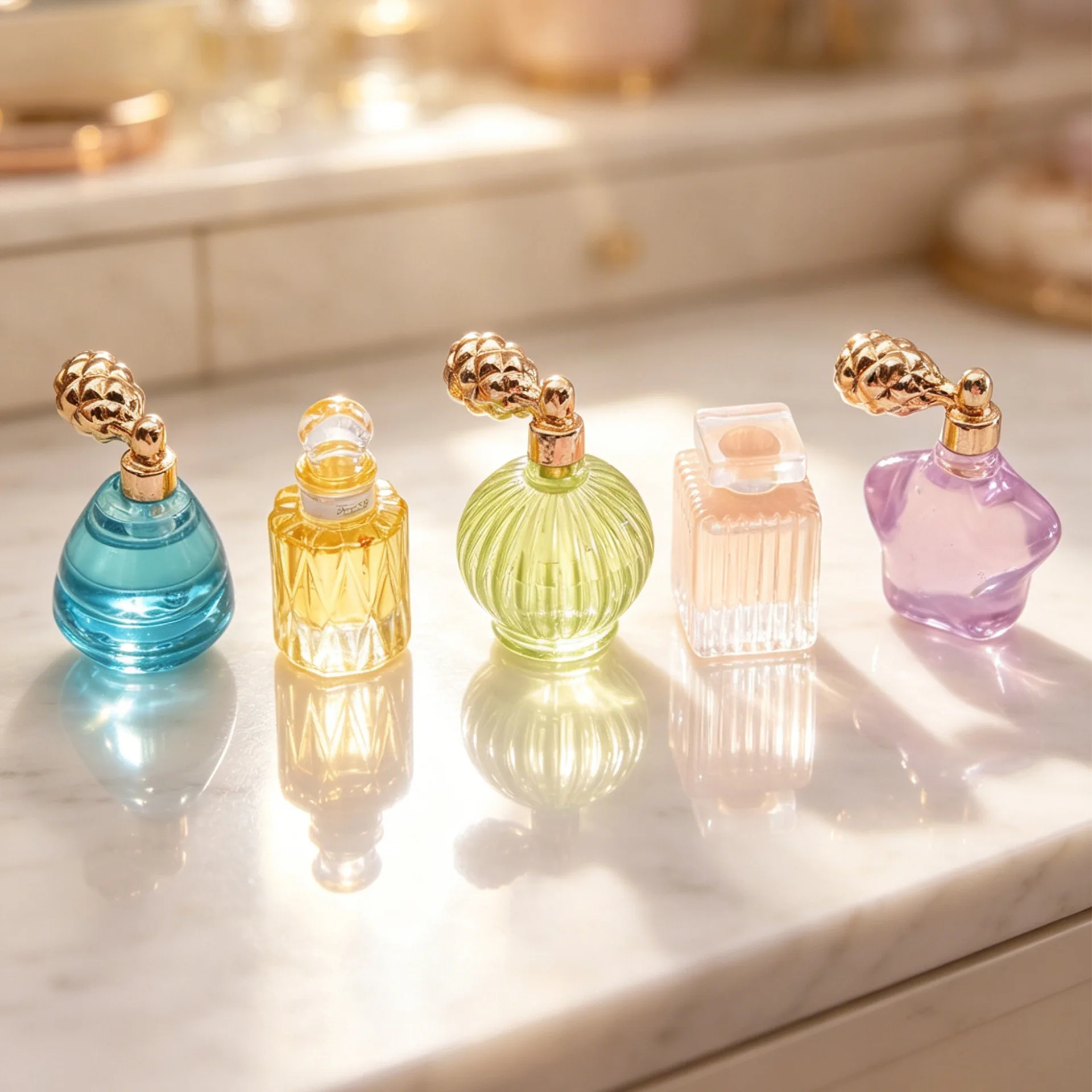 5pcs Miniature simulation doll house mini perfume bottle life scene mini resin model