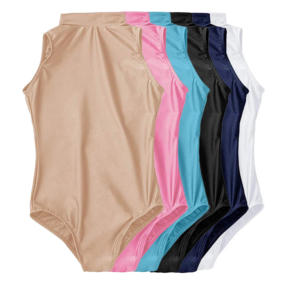 Czarny taniec baletowy z golfem trykoty stroje kąpielowe Backless dla dzieci elastan dziewczyny gimnastyka body kostiumy sceniczne