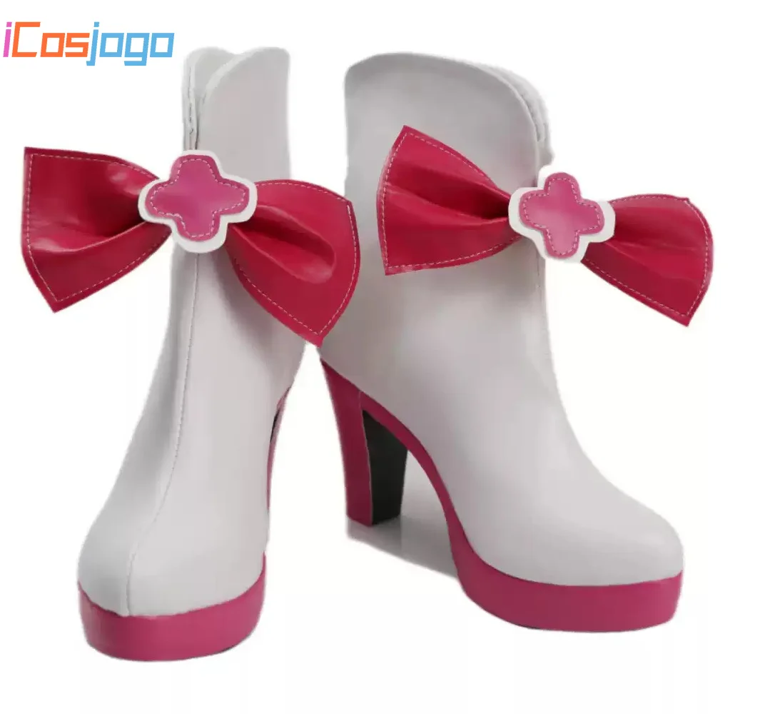 chaussures-de-cosplay-precure-cure-flora-haruno-haruka-bottes-de-carnaval-d'halloween-chaussures-en-cuir-pu-accessoire-de-costume-de-cosplay