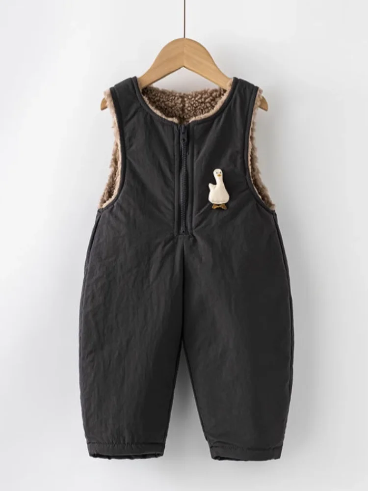 Kombinezon niemowlęcy z aksamitu jagnięcego Thiened, zimowe ubrania dla dzieci, ocieplane bawełną spodnie, modne spodnie dla małych dzieci.