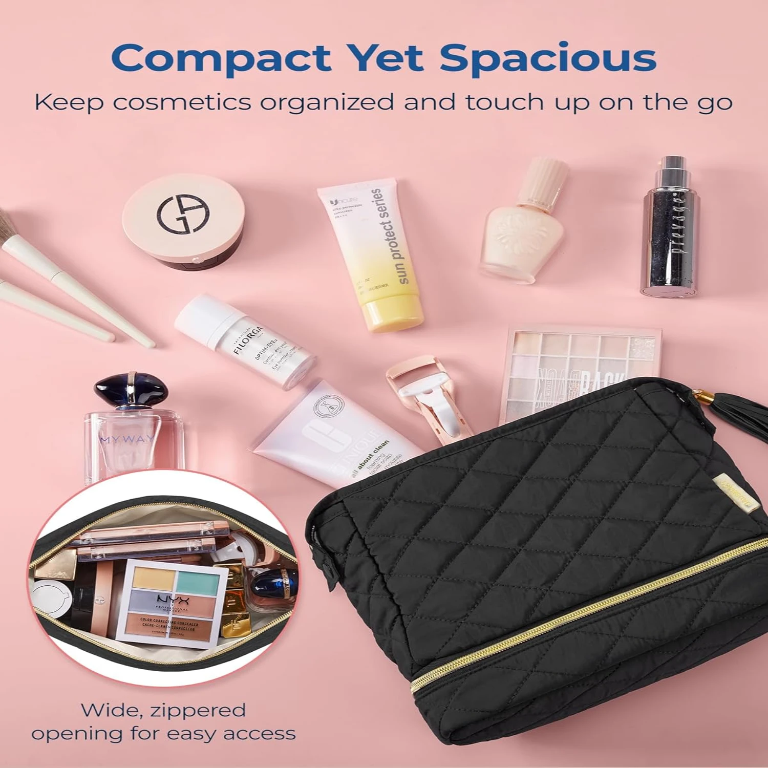 Stylish and elegant waterproof cosmetic bag crafted for fashionable women - the essential accessory for stylish beauty on-the-go