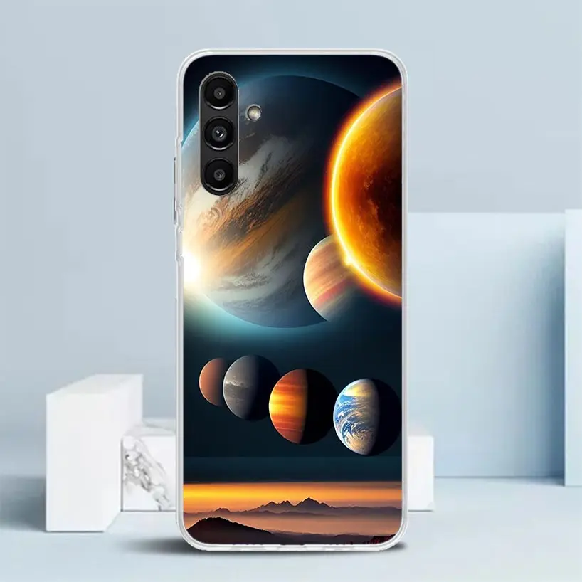 Earth Stars Space Phone Case For Samsung Galaxy A15 A14 A13 A12 A55 A54 A53 A52 A35 A34 A33 A32 A25 A24 A23 A22 A04S A03S A02S