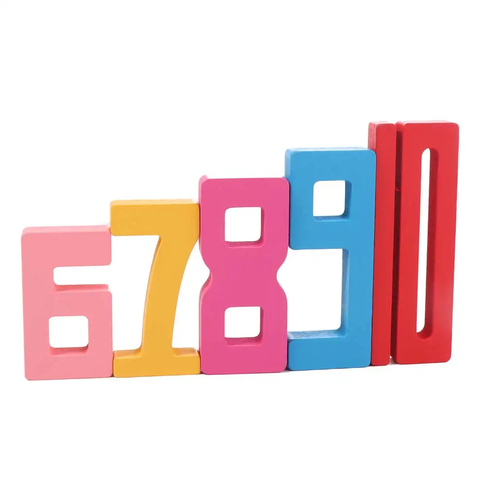 مكعبات بناء رقمية خشبية لعبة التوازن التعليمي ثلاثية الأبعاد مجموعة ألغاز رقمية مكعبات تكديس الجسيمات الكبيرة