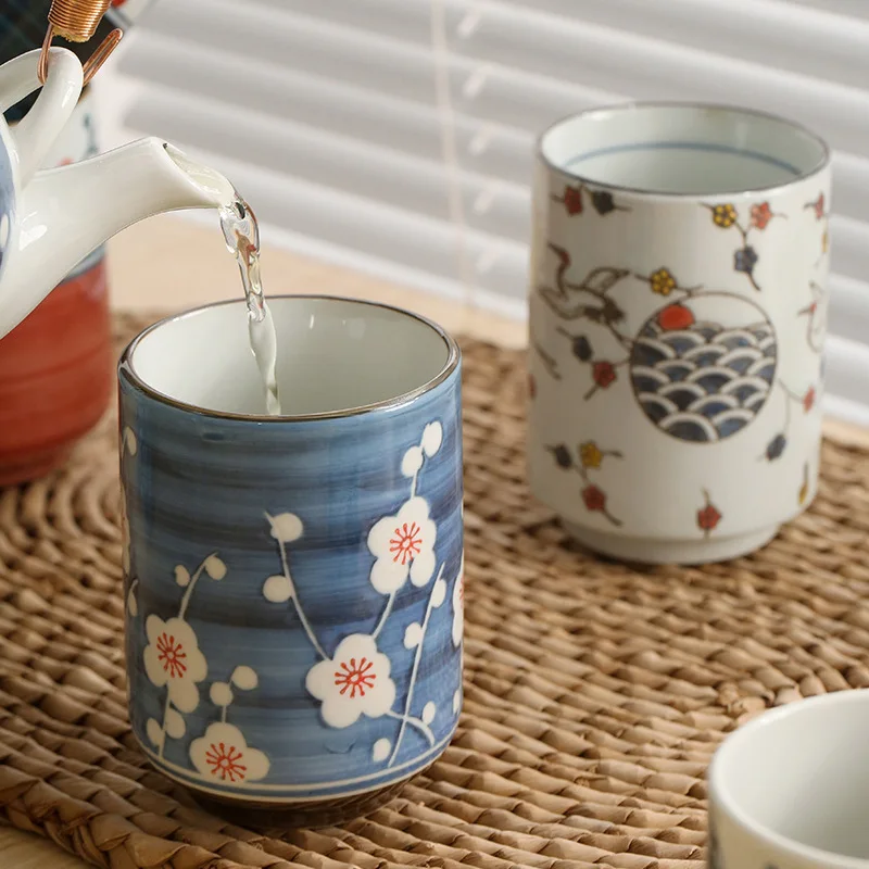 

Hand Painted Ceramic Mug Large Capacity Straight Cup Handleless Home Use Lady Master Cup Travel Mug