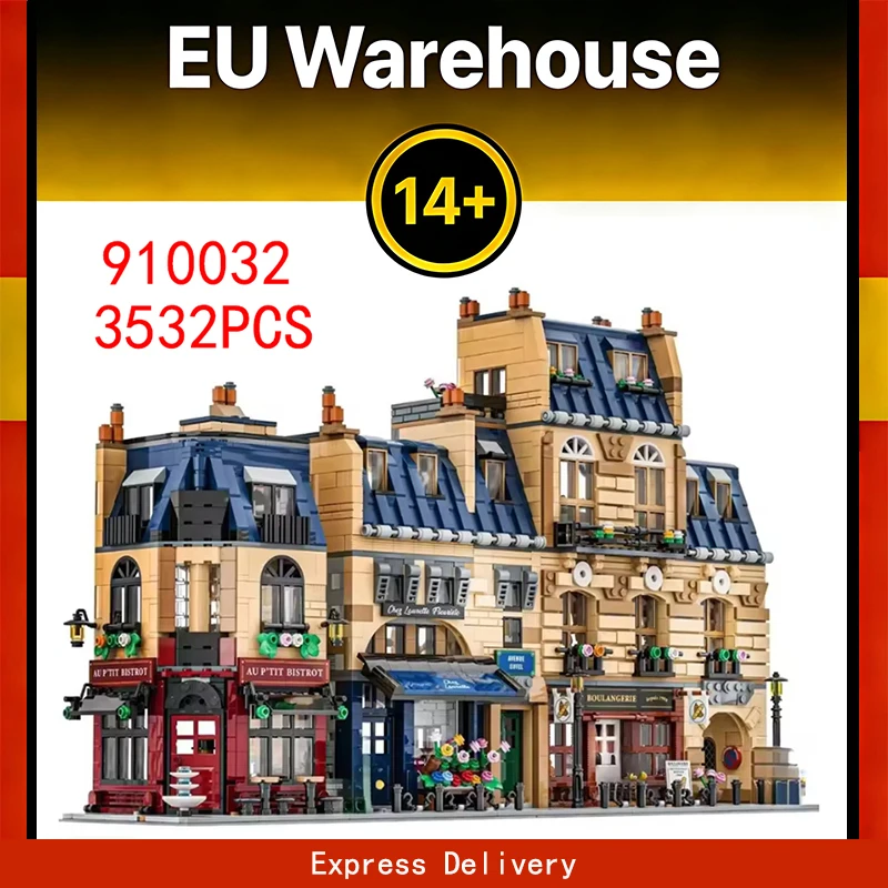 3532 pezzi Fai da te Parigino Costruzione Strada Building Blocks Modello di casa Giocattoli in mattoni Regali di compleanno per adulti Set compatibile 910032