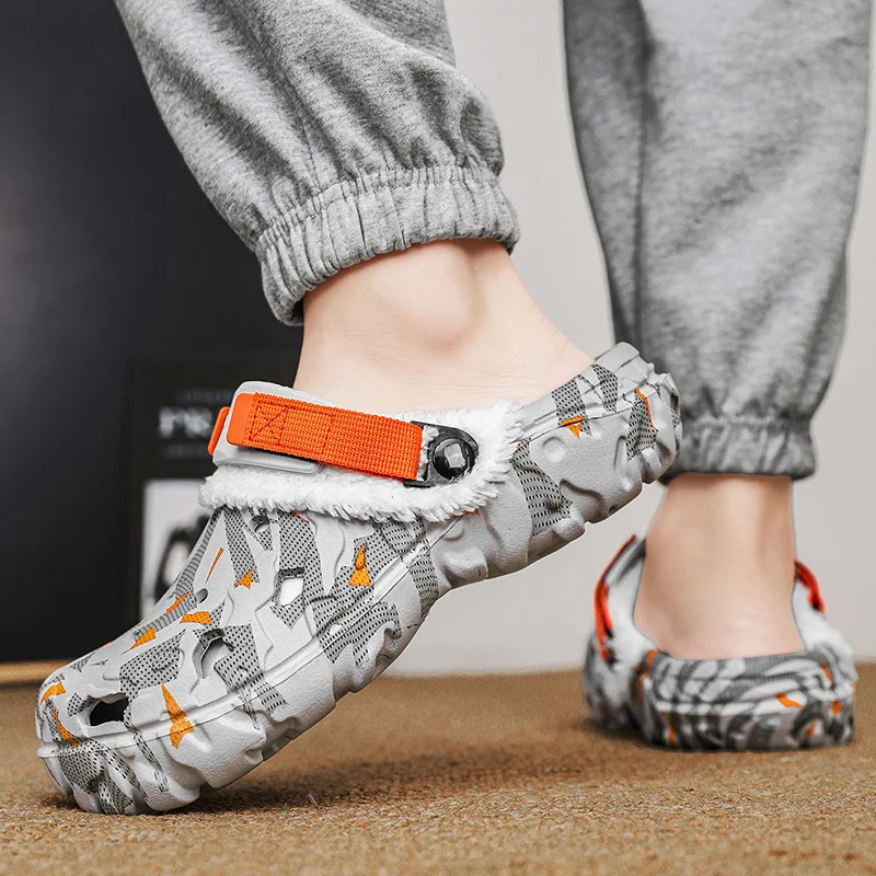 Neue Herren-Winterhausschuhe, bequeme warme Hausschuhe, abnehmbare Sommersandalen, lässige rutschfeste Plüsch-Fellhausschuhe für Herren – Detail 24