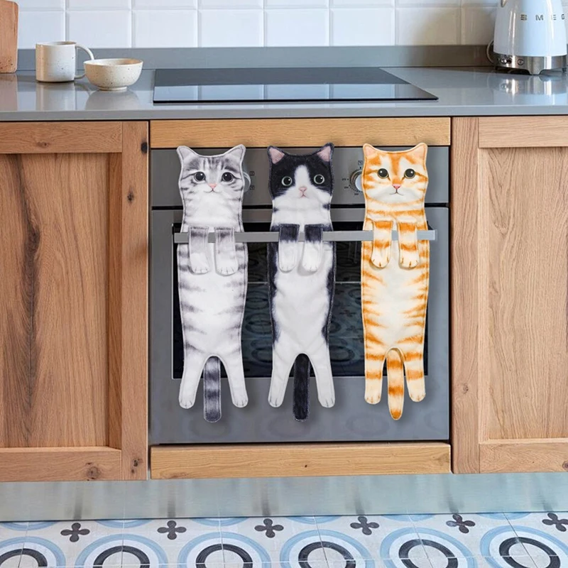 AA86 Funny Cat Hand Towels, Kitchen And Bathroom Hand Towels, Quick-Drying Soft Absorbent Microfiber Towels