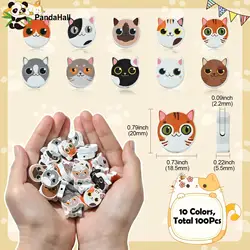 Pandahall 100Pcs Random Cat Face Wood Beads Cute Cat Animal Head Beads Wooden Pet Pattern Beads for Jewelry Making DIY Crafts