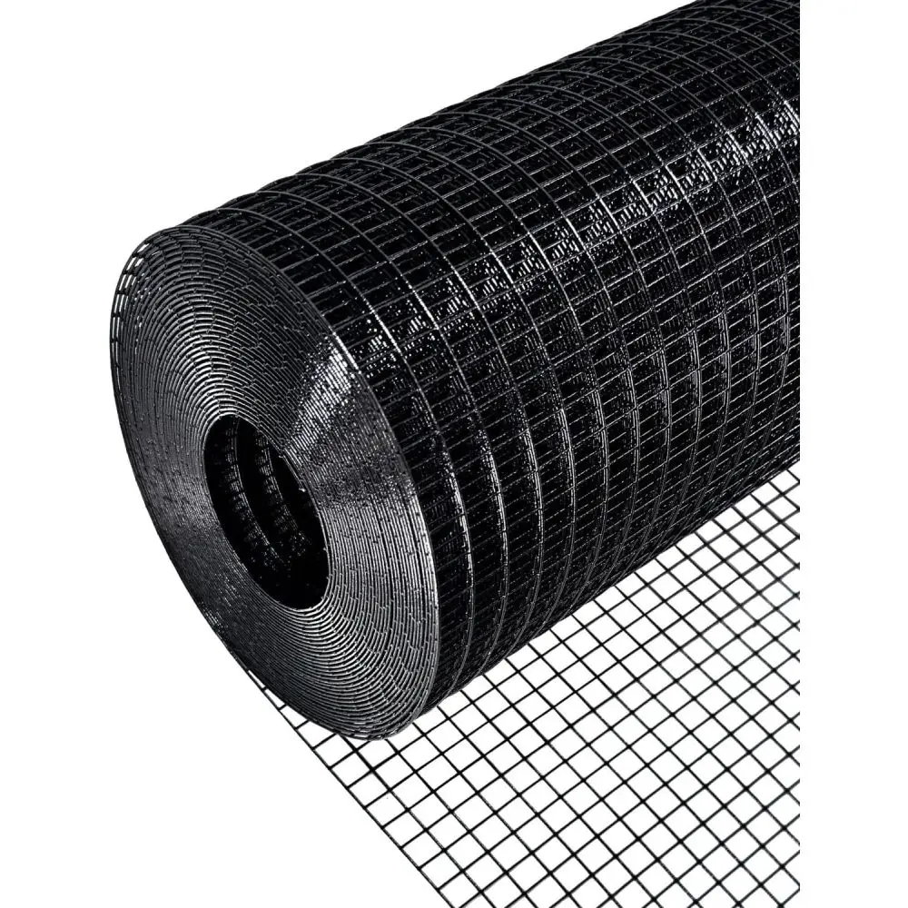 

Black Hardware Cloth 5ft×100ft 19Gauge 1/2in PVC Coated Welded Wire Fence for Poultry Coop