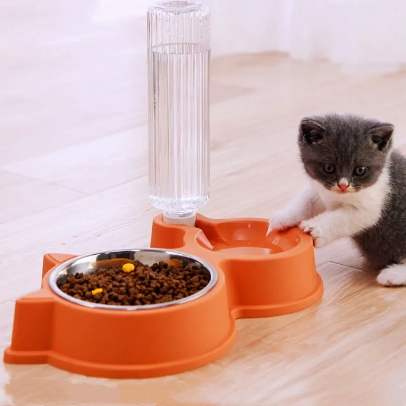

Dog Bowl Automatic Dog Water Bowl Double Bowls for Dogs Feeding Drinking Cute Cat Food Bowls Detachable Dogs Food Container