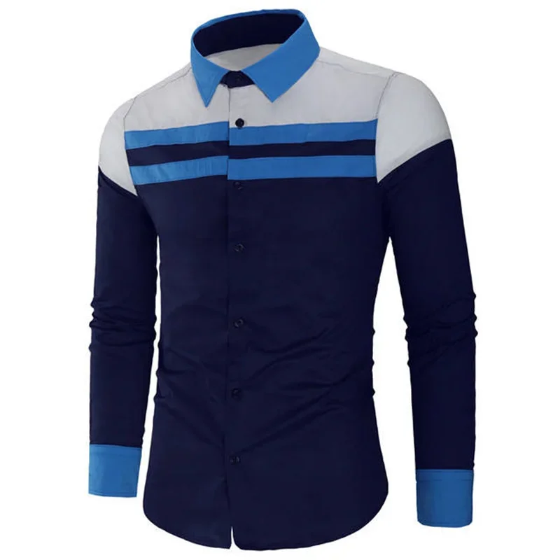 New Fashionable Loose Men's Simple Business Long Sleeved Checkered Shirt Style Design Shirt Top Long Sleeved Casual Clothing Top